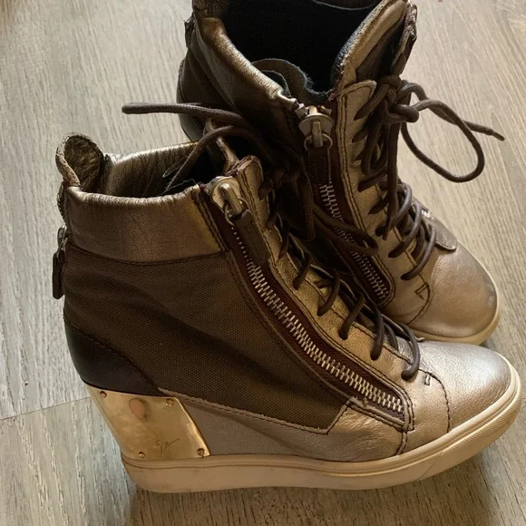 Giuseppe Zanotti multicolor canvas and leather High-Top wedge Sneakers - Picture 3 of 3